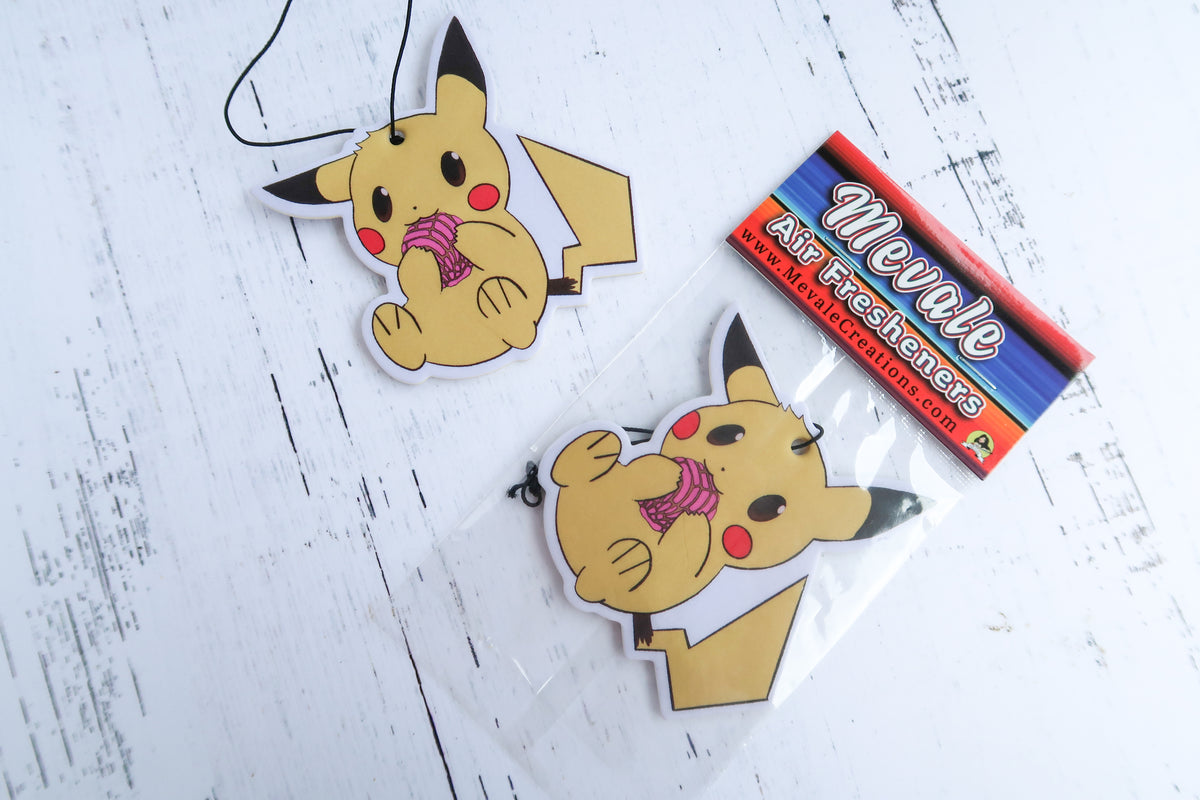 pokemon card air freshener Pikachu – Me vale creations Hand Sublimated in our workshop in Lancaster Pokemon Card Air Freshener