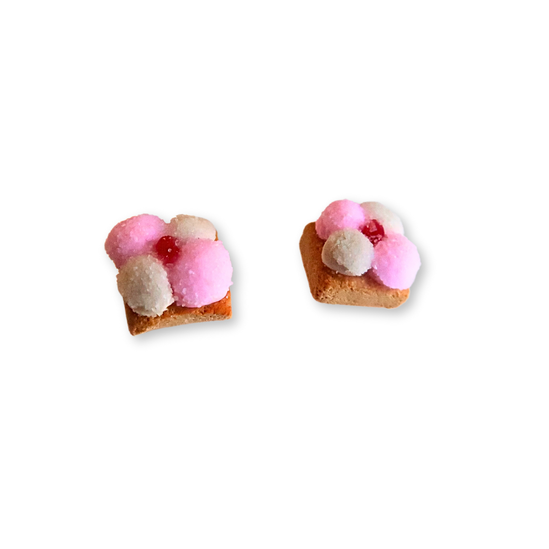 Sponch cookie earrings stud handmade