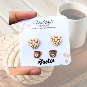 Concha y cafe earring set studs