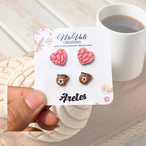 Concha y cafe earring set studs