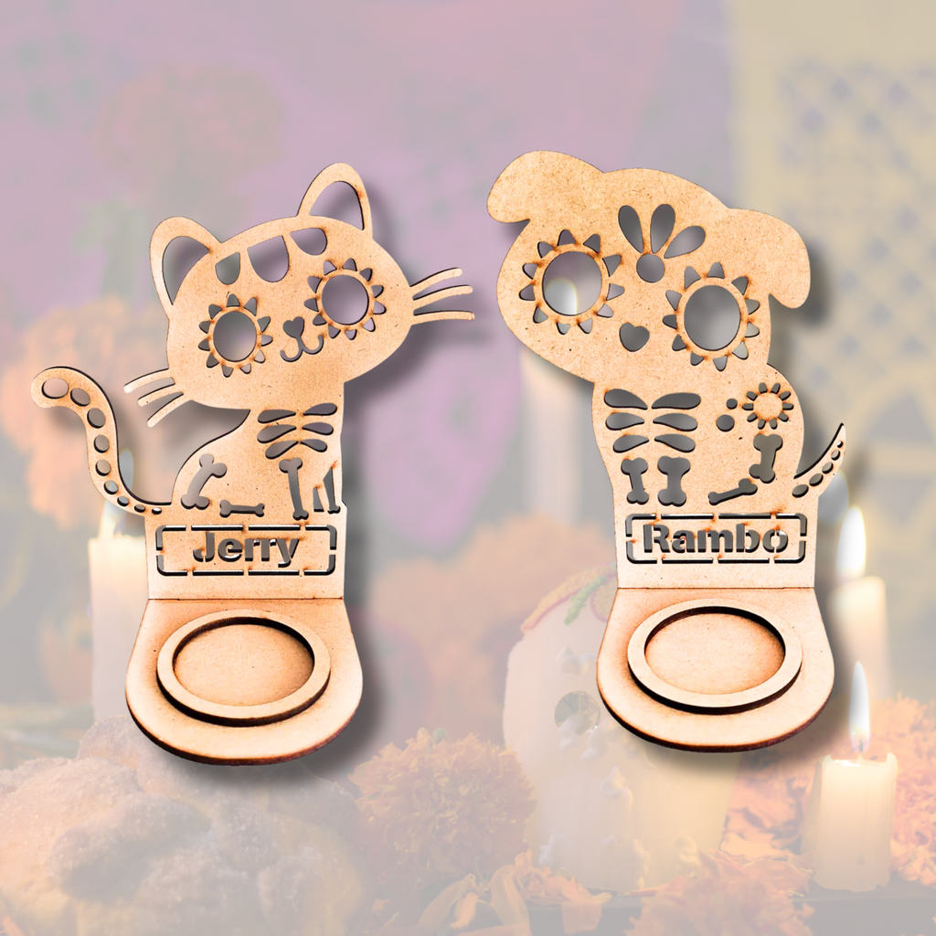 Pet Memorial Day of the Dead Candle Holder